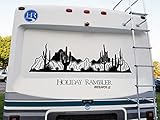 Desert Cactus Mountain Scene V2 Vinyl Decal | RV Camper Graphics Travel Trailer | Die Cut Sticker