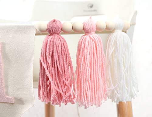 Image of 1st Birthday High Chair Banner,Pink Tassel Theme Banner For Girl,1st Birthday Photo Backdrop,Wall Hangings Decorative for Kids Bedroom Nursery Party Holiday Classroom Decoration (pink)