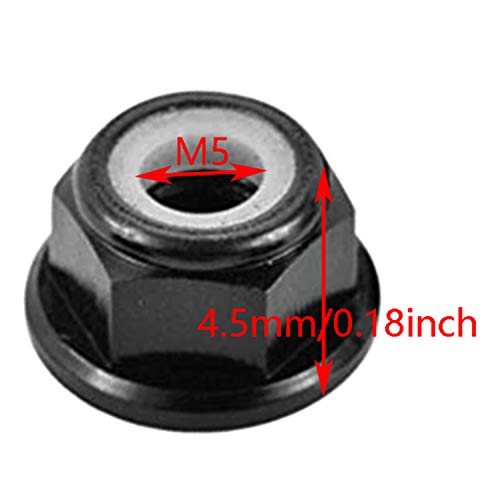 Dgzzi ALLN-M5-BL-8 Aluminum Locknut 8Pcs Black M5 Aluminum Nuts Flange Nylon Lock Nut thumb #3