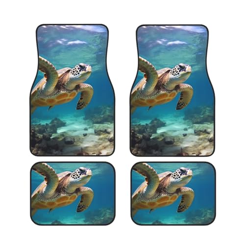 Tapis de sol voiture universels lot de 4 avec motif tortue