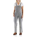 Carhartt Women's Petite Brewster Double Front Railroad Striped Bib Overalls Pants, railroad stripe, XS