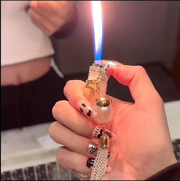 Encendedor Mini Metálico Recargable con Cadena de Perlas miniatura 5