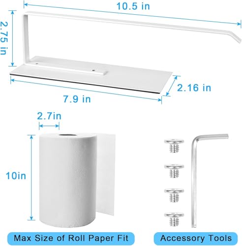 Image of OrganizeMee Magnetic Towel Holder | Kitchen Tissue Roll Holder Aluminium Foil Roll, Plastic Wrap Paper Towel Holders | Multipurpose Organizer | Can Stick to Fridge, Oven Washing Machine 1NOS (White)