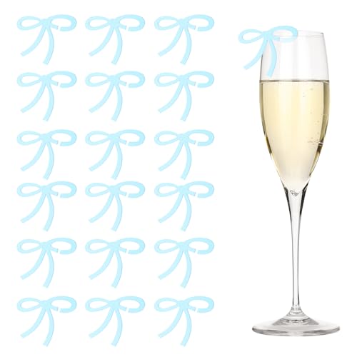 Lazos para copas de vino PATIKIL, identificadores de acrílico azul para eventos