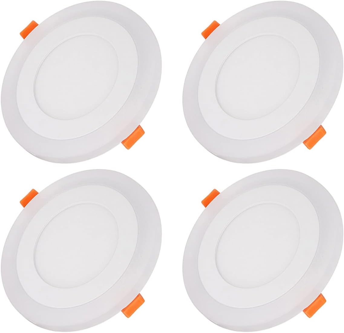 Recessed Ceiling Light,4-Pack LED Panel Down Light,6W 6000K (Daylight) Plus 3W RGB Bezel,for Home,Commercial Entertainment Lighting,W/Driver