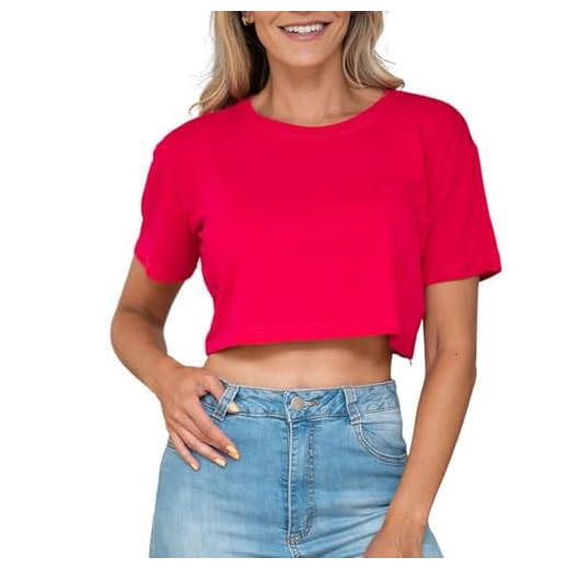 Camiseta Cropped Feminino Tshirt Blusa Estilosa Larguinha Rosa Único