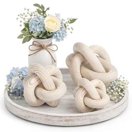 BrightRow 3 Link Wood Knot Set of 3 Coffee Table Decor, Nature
