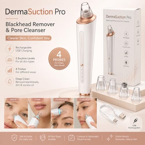 Image of 5 In 1 Multi-Function Blackhead Whitehead Extractor Remover Device Facial Cleansing Tool ,Skin Cleaner,Pimple Removal Tool,Acne Pimple Pore Cleaner Vacuum Suction Tool For Men & Women (5 in 1 Pro blackhead remover)