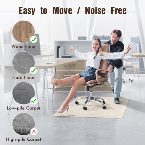 Image of Blvornl Office Chair Mat for Hardwood Floor and Low Pile Carpet, 45 inch x 53 inch Desk Chair Protector, PVC Rug for Office Home, Light Brown