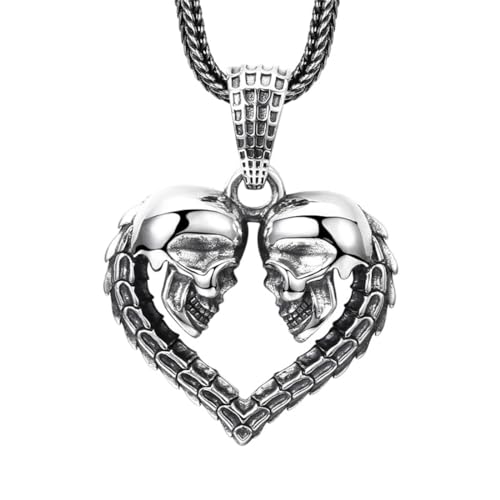Colgante gótico de corazón y calavera en plata para llevar en conciertos y estilismos rock