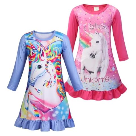 AmzBarley Girls Unicorn Nightdress 7-8 Years Cover