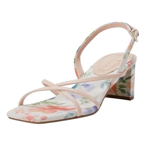 Bandolino Women's Keltie Heeled Sandal, Peach Dreamy Floral Multi 680,