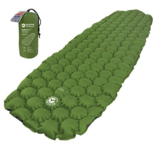 ECOTEK Outdoors Insulated Hybern8 4 Season Ultralight Inflatable Sleeping Pad with Contoured FlexCell Design - Easy, Comfortable, Light, Durable, Hammock Approved - Sub Zero Temp Rating [Evergreen]