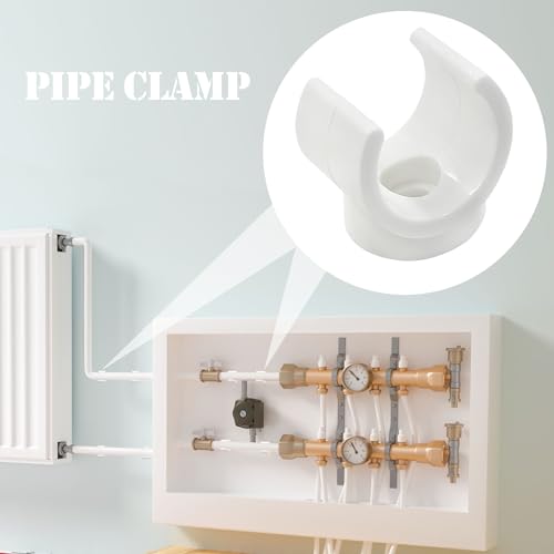 1/2 Inch PEX Water Pipe Clamps 20 Pcs, 16 mm PVC Pipe Holder, Plastic U-Hook PEX Pipe Support Hangers, White PEX Pipe Clips, PEX Tubing Clamp Tool - Thumbnail 3