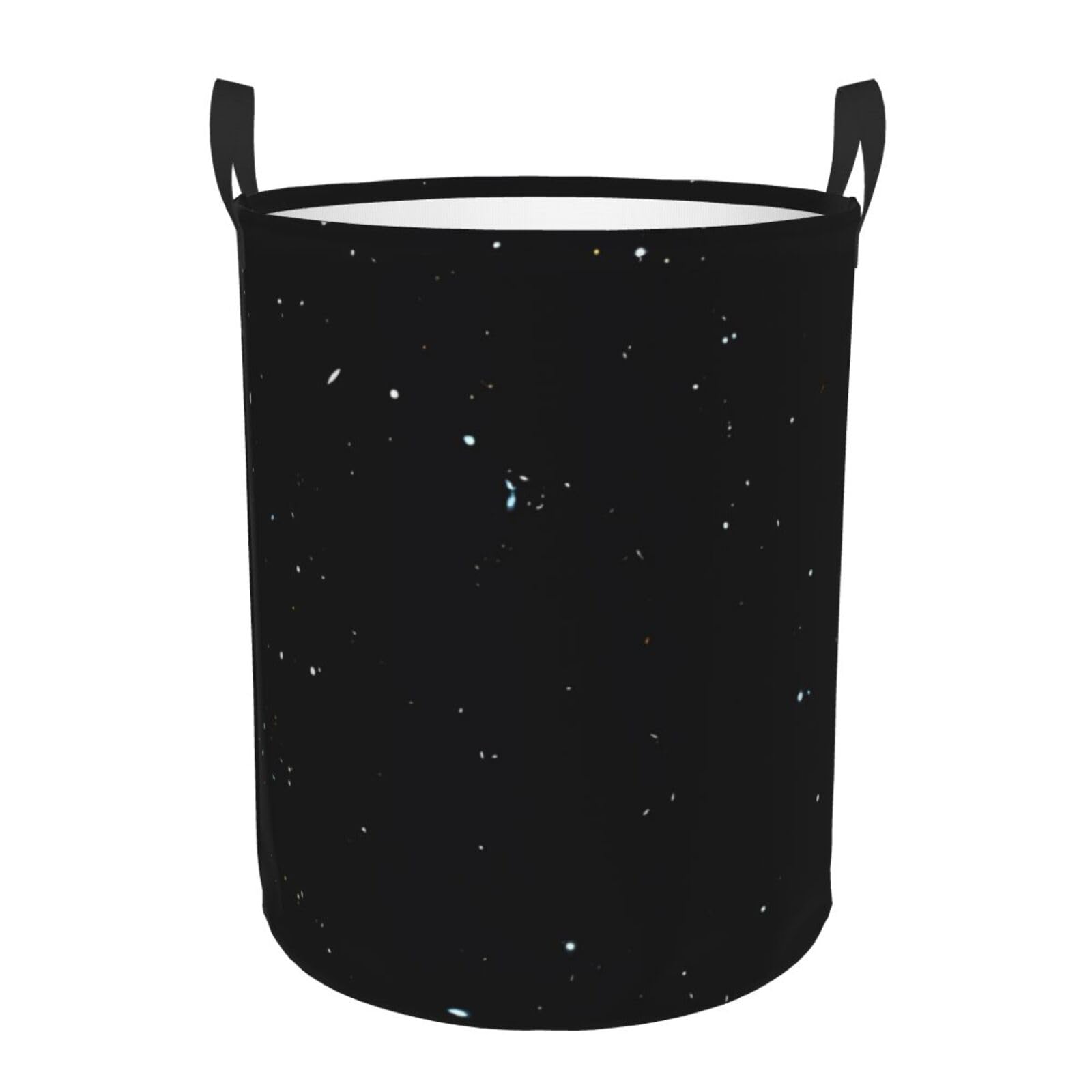 S Collapsible Black White Dot Print Circular Hamper Round