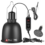 DXOPHIEX 5.5inch Reptile Heat Lamp with Thermostat, Reptile Light Fixture with Dimming Thermostat, Deep Dome Lamp Fixture with 100W Ceramic Heat Emitter for Bearded Dragon, Turtles, Snake and Lizard