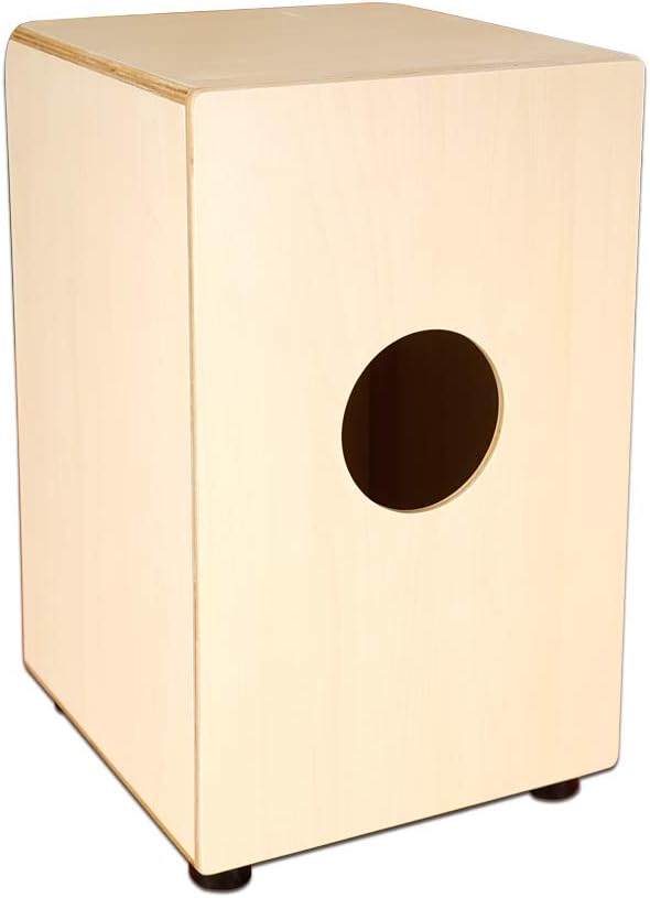 Amazon Basics Wooden Birch Cajon Percussion Box with Internal Guitar Strings - Natural