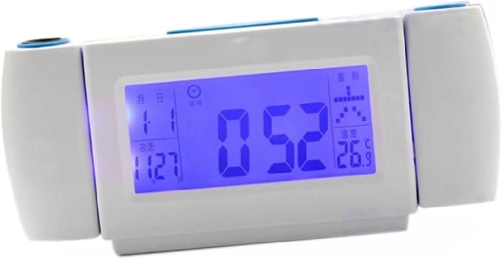 LIFKOME Projection Alarm Clock Voice Control Boys and Girls-Friendly Led Wake Bedroom Clock Sound Control Temperature Rotating Lens Snooze Function
