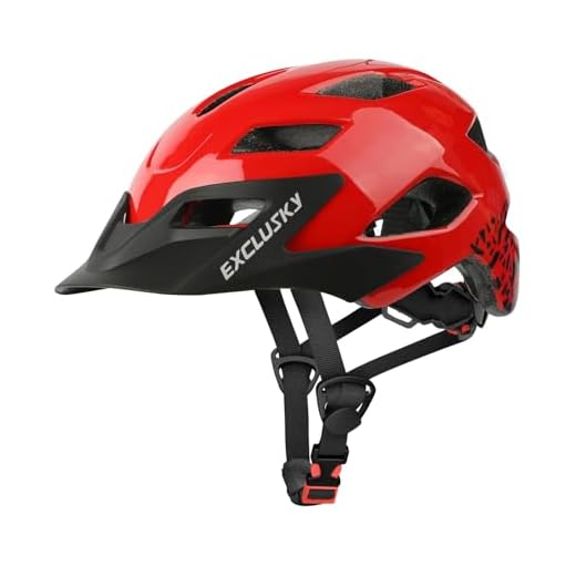 Casco Bici Niño 50-57cm, Exclusky Casco Bicicleta Niño con Visera para Casco Enduro MTB BMX Patinete Ciclismo (5-13 Años) (Brojo)