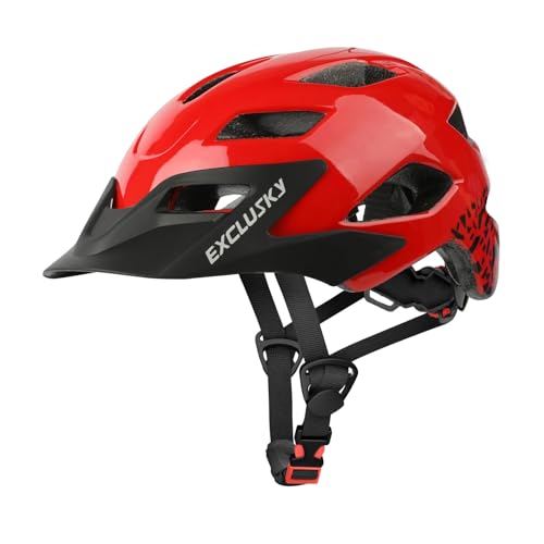 Casco Bici Niño 50-57cm, Exclusky Casco Bicicleta Niño con Visera para Casco Enduro MTB BMX Patinete Ciclismo (5-13 Años)