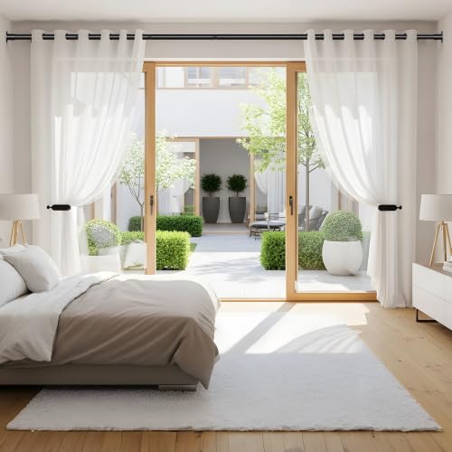 AIZESI Heavy Duty Black Shower Curtain Rod 28-90", Wall Mounted Curtain Rod