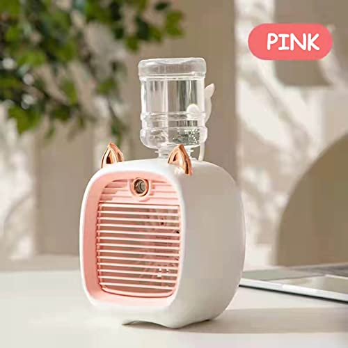 2022 Kids Portable Air Conditioner Fan, Mini Rechargeable Evaporative Air Cooler In 3 Speed, ​​Usb Personal Air Conditioner Fan & Humidifier For Home Office Bedroom (Pink) #TOP3