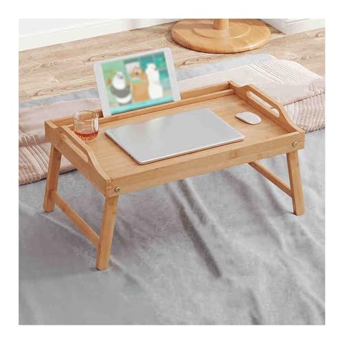 SXFSDOU Escritorio portátil, Mesa Baja para Cama, Mesa con Bandeja para Cama, Mesa para Comer, Material ecológico, Grueso, usos múltiples. (Marrón, 60 x 35 cm/26 x 1 (Madera 5