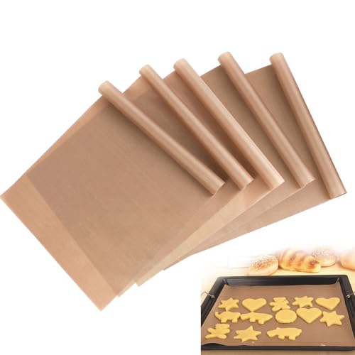 Teflon Sheets for Heat Press, 5PCS Reusable Heat Resistant Heat Transfer Paper, Permanent Baking Film for Ironing T-Shirt Printing Thermal Mat (30x40 cm)