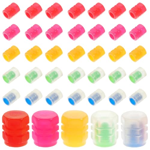 IWIDYA tappini gomme auto,40 Pezzi Tappi Ruote Auto Luminosi,Tappi Valvole Pneumatic Fluorescente,Cappucci Valvole Luminosi,Accessorio Universale per Ruote Camion, Suv, Moto E Biciclette(5 Colori)