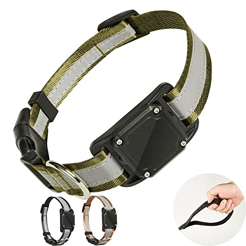 Tolopu Ultimate Reflective Adjustable Dog Tracker Collar With Airtag Waterproof Holder Case (Small, Green) #TOP2