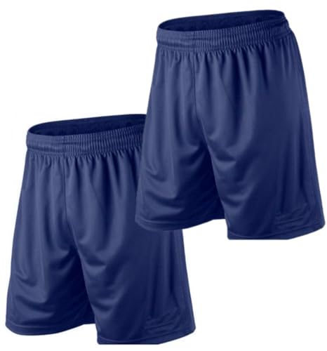 Image of 2 X Mens Sport Shorts Football Shorts Gym XS - S - M - L - XL - XXL (Navy, Medium)