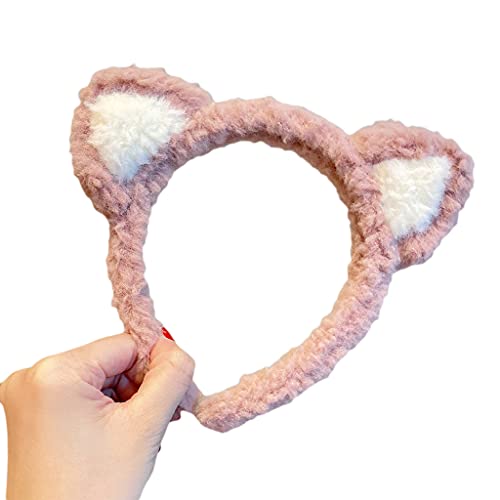 DAISHIAO Serre-tête en peluche avec oreilles de chat - Doux - Accessoire de maquillage - Accessoire de fête - Joli accessoire photo Cover