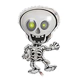 NUOBESTY 10pcs Halloween Skull Foil Balloons Skeletons Mylar Balloons Ghost Skull Balloon for Kids O