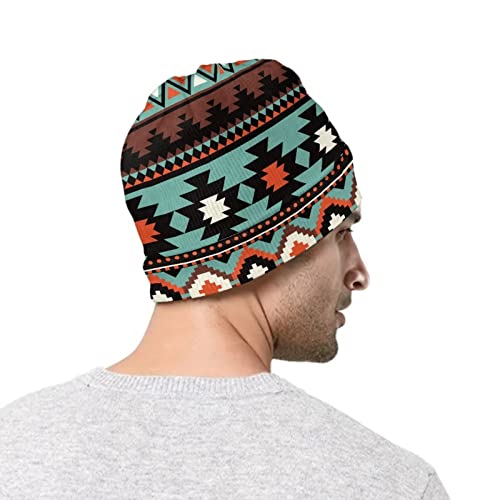 Afpanqz Men's Retro Style Beanie Aztec Graphics Beanie Knit Hats Stretchy Knit Cuffed Beanie Skull Cap For Mens Womens Winter Warm Watch Hat Lightweight Beanie Cap #TOP3