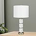 Martin Richard W-6237WHT Fangio Lighting's #6237WHT 27 in. Stacked, Smooth Resin & Metal Table Lamp Finish, 27.00, White Faux Marble with Satin Brass