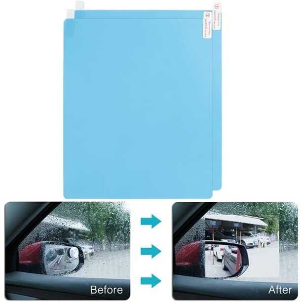 Image of CARTMAN Anti Fog Anti-Mist Rainproof Protective Film For Side Window | Water Protective Film Sticker for Car Anti-Glare, Anti-Scratch, Rainproof- Square (Pack Of 2)