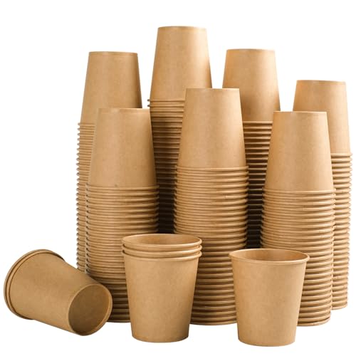 Clawsoff 100 Pack 5 oz Paper Cups Disposable Kraft Bathroom Cups 5 Ounce Espresso Coffee Hot/Cold Beverage Cups for Home Kitchen Party
