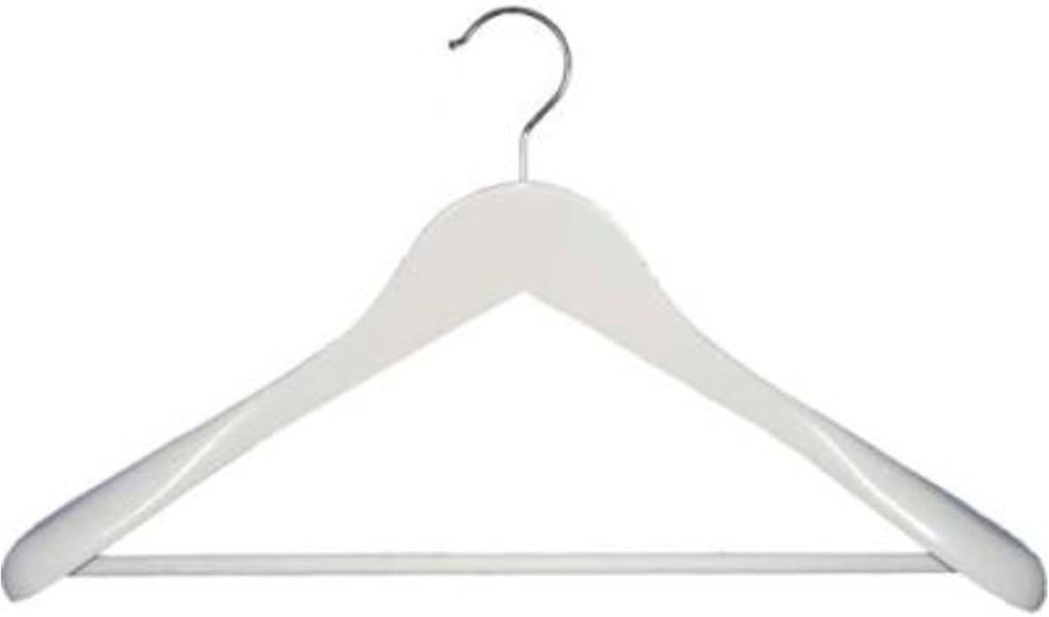 NAHANCO Executive Flare Collection, Wooden Suit Hanger with Bar - 17.5", White (Pack of 25)