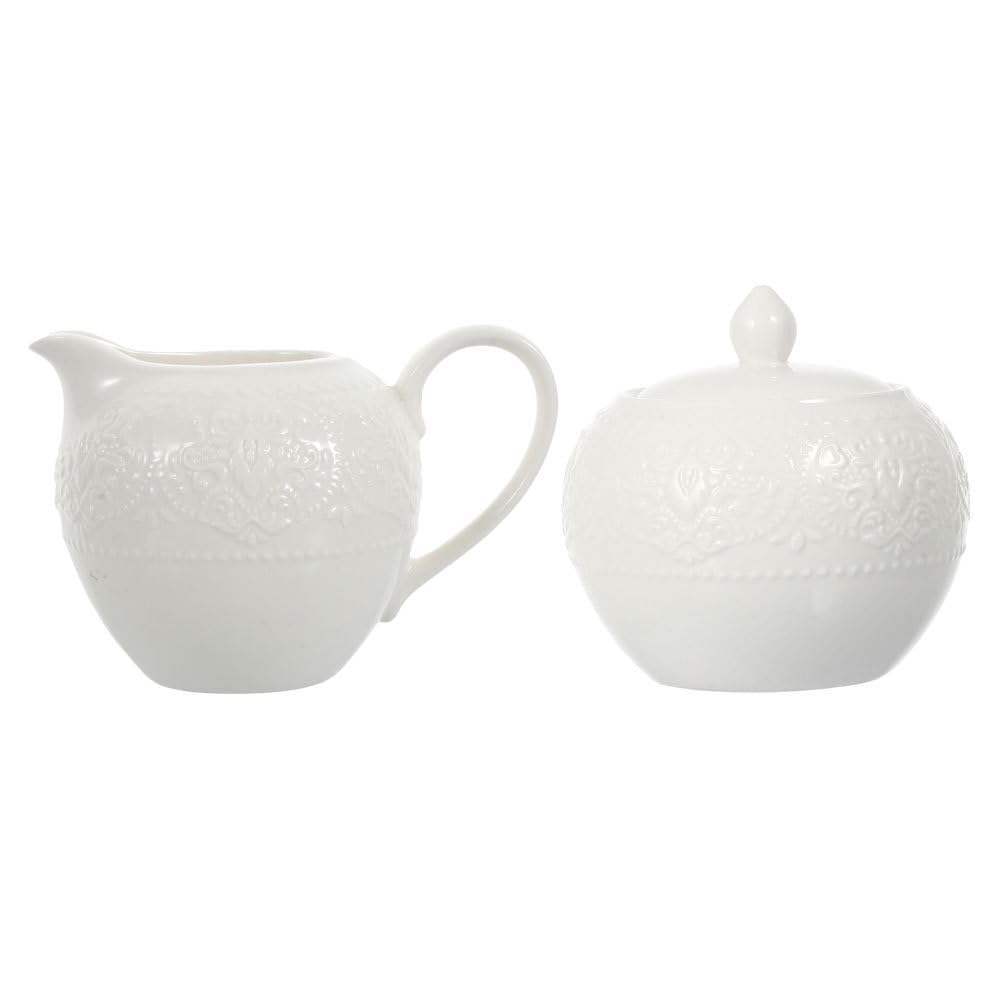 HEMOTON 2 Pz Set Zuccheriera Lattiera Brocca Per Servire Il Latte Zuccheriera Reale Brocca Per Cremiera in Porcellana Brocca Per La Crema Del Tè Bicchiere Bianca Multifunzione Ceramica