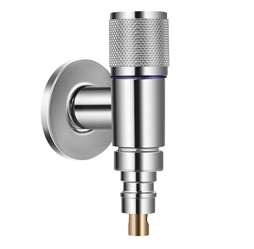 Image of Fossa Galaxy Washing Machine Faucet Stainless Steel - Wall Mounted Water Tap for Toilet, Dishwasher, Laundry, and Kitchen Sink | Space Saving Multi-Use Angle Valve with Easy Grip Control | Silver