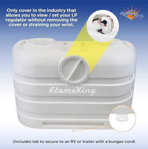 Image of Flame King Dual 20LB LP Propane Tank Light Plastic Heavy Duty Cover for RV, Travel Trailer, Camper - White