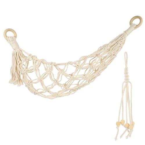 LIGIGWASH Set Amaca Intrecciata in Cotone per Frutta e Verdura Porta Banane e Cestino Sospeso Multifunzionale per Cucina Organizer Salvaspazio per Frutta e Ortaggi