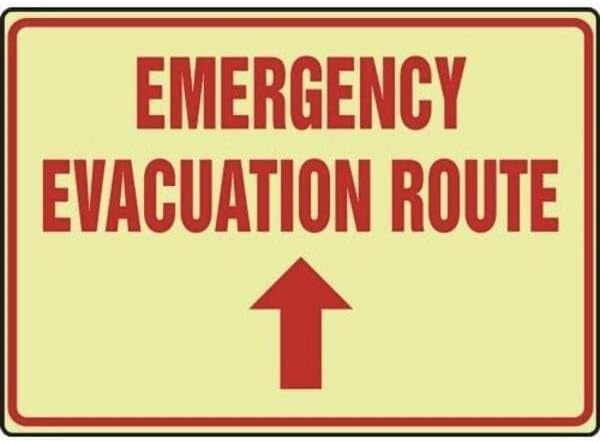 GLOWINTHEDAR K SAFETY SIGN EMERGENCY, Mfr: MLFE506GT-A