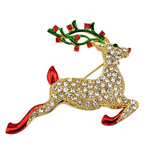 Broche Cerf de Noël accessoire anti-ternissement pour pull d'hiver chic