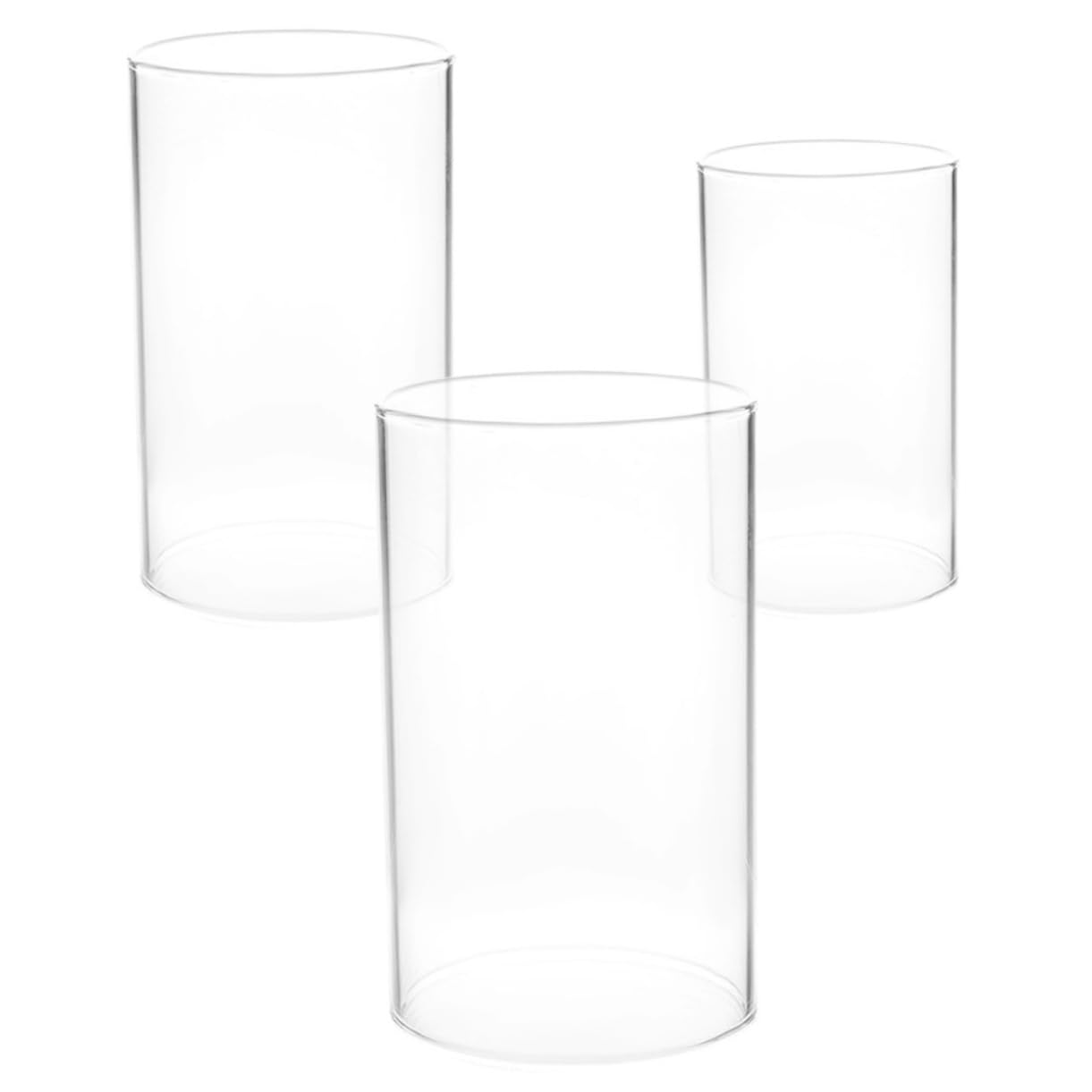 IMIKEYA Lot de 3 Bougeoirs Pilier en Verre Transparent en Verre Borosilicate, Abat-Jour Tube Simple et Coupe-Vent pour Bougies, pour Décoration Intérieure