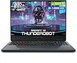 Thunderobot Radiant 16 i9 5070Ti 2.5K 300Hz Gaming Laptop, NVIDIA GeForce RTX 5070 Ti, Core i9-14900HX, 16' QHD+ 300Hz Display, 32GB DDR5, 1TB SSD, RGB Backlit KB, Wi-Fi 6, Win 11 Home, Black
