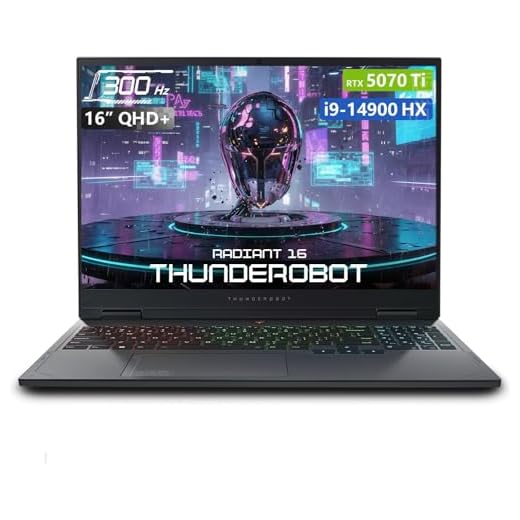 Thunderobot Radiant 16 Gaming Laptop, 16" QHD+ 300Hz 2.5K Display, Core i9-14900HX, GeForce RTX 5070 Ti, 64GB DDR5 RAM, 2TB SSD, RGB Backlit Keyboard, Wi-Fi 6, Win 11 Home