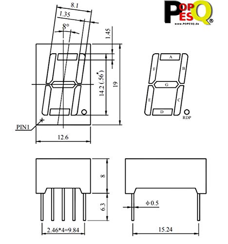 10x 1-stellige 7-Segment LED-Anzeige 0,56" Gr? Produktbild-Vorschau 3