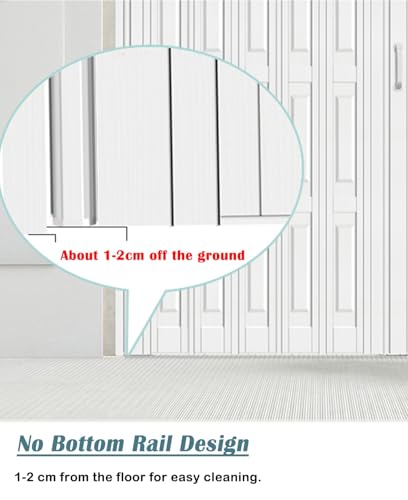 Innovz Accordion Door Convex PVC Accordion Folding Door Room Divider, Sliding Door Partition for Closet Bedroom, 30 32 36 39 44 48 60 Inch Concertina Door(White,75x80in (190.5x203cm)) - Thumbnail 4