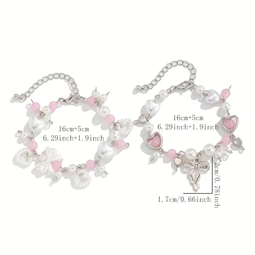 Generic SNOWY SHOP 2 Pcs Pink Beaded Bracelet Set - Image 7
